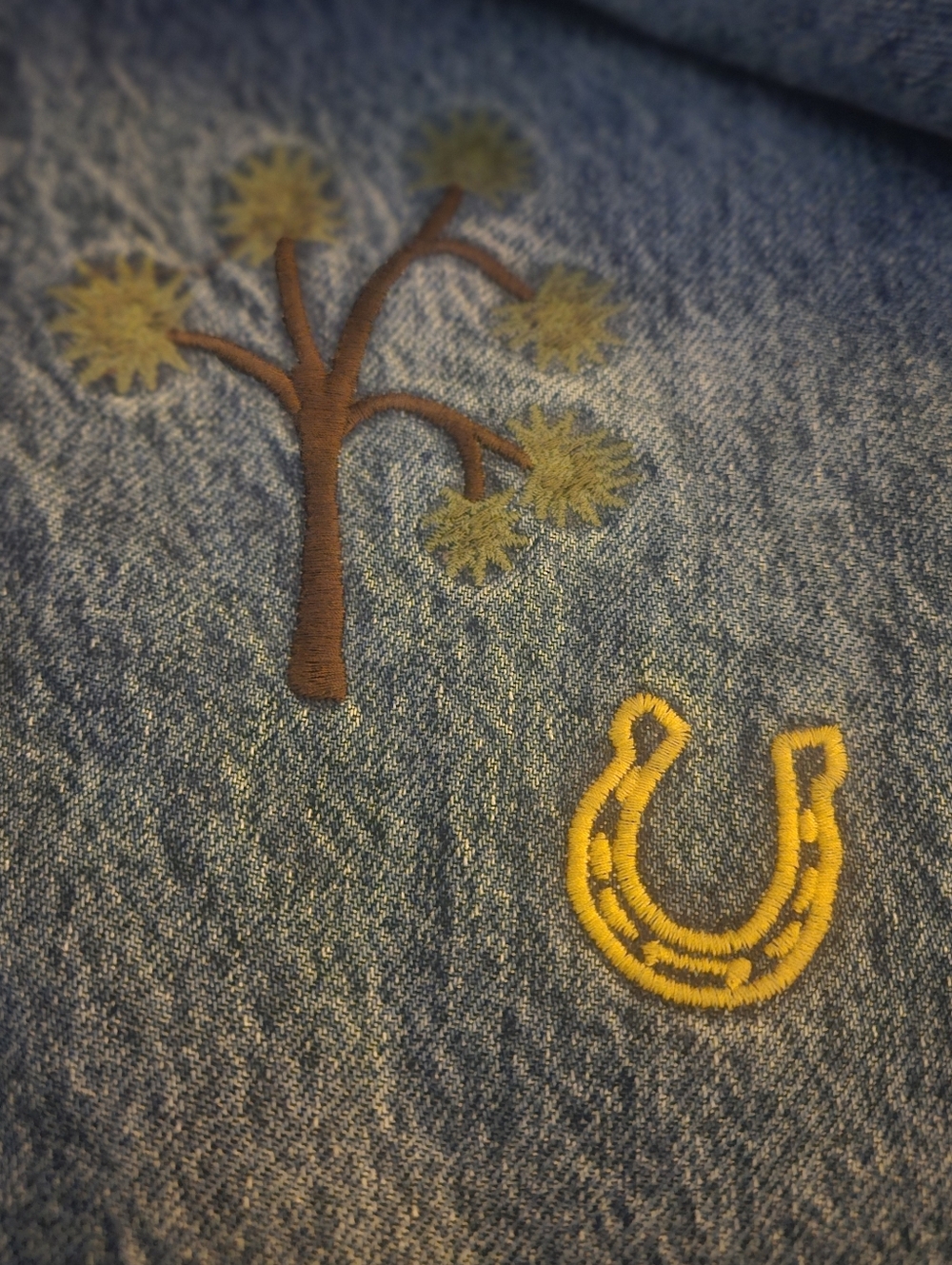 Reformation Blue Straight-Leg Jeans with Yellow & Green Embroidery Juno Size 31 - Picture 9 of 16